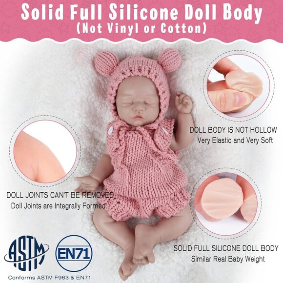 🆕 18Inch Realistic Full Body Silicone Eye Closed Baby Doll Real Baby Dolls Girl - Picture 3 of 5